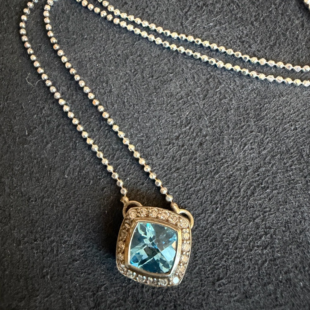 David Yurman Blue Topaz Diamond Necklace